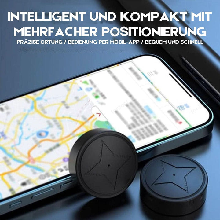 Small GPS tracker with powerful magnetic mount for easy, secure attachment and real-time location monitoring.