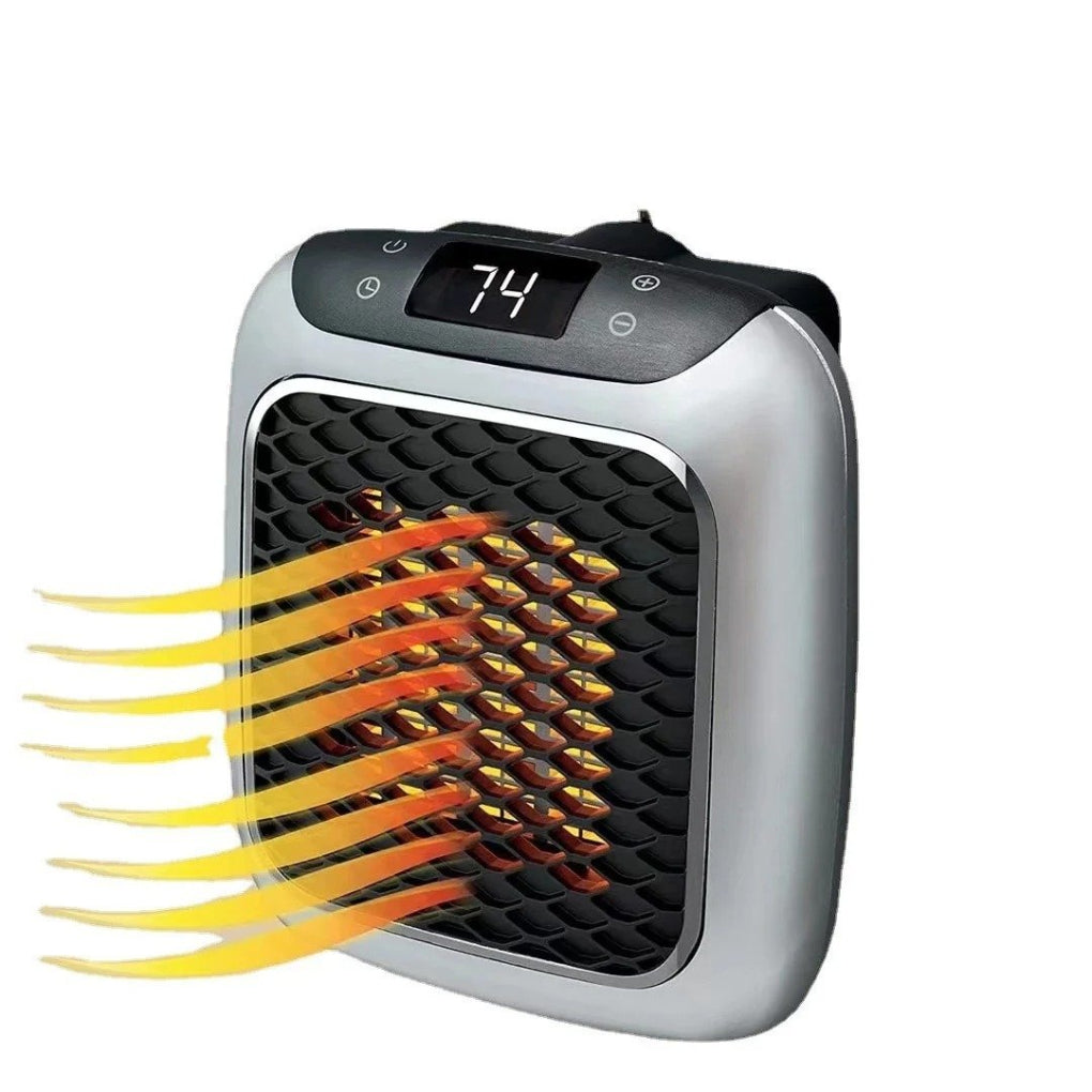 Energy-efficient mini ceramic space heater, portable and personal, perfect for bedroom or desk areas.