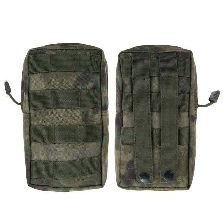 Open compact EDC pouch displaying internal organization for survival gear, water-resistant nylon material