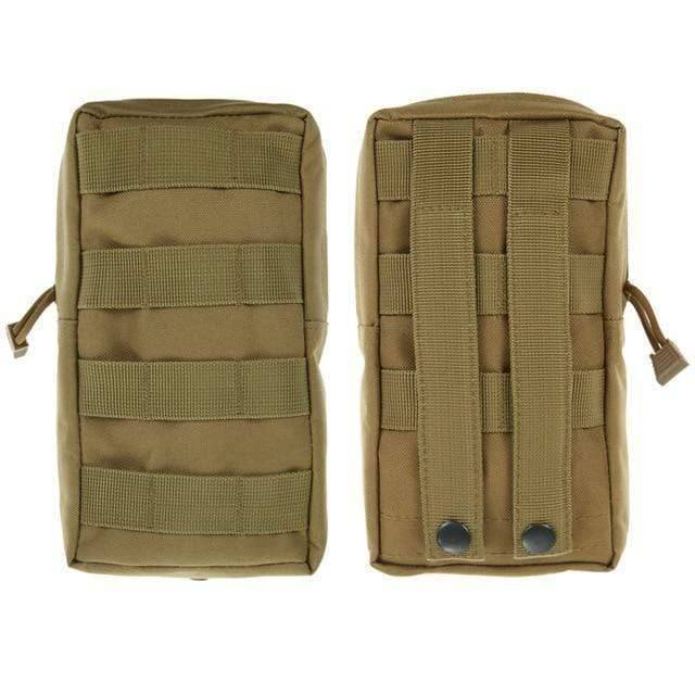 Front view of a tactical water-resistant nylon pouch, perfect for EDC gear and hiking accessory storage