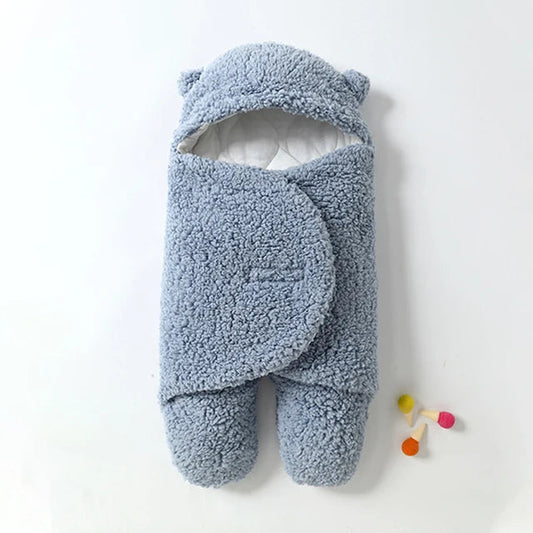 "Coperta fascia neonato ultra morbida, avvolgente e calda in rosa, perfetta per passeggiate invernali e sonno sereno."