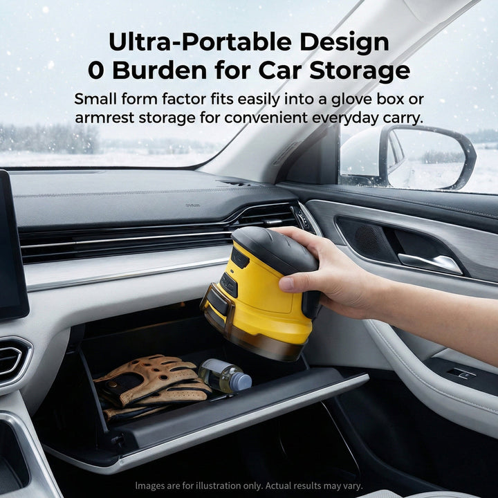 Battery-powered electric ice scraper for car windows, making winter ice removal effortless.
