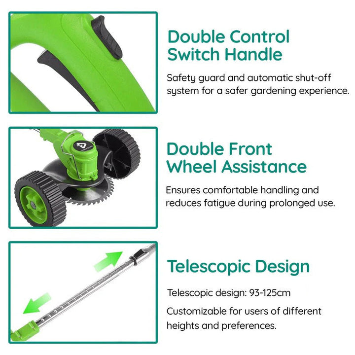 Efficient cordless lawn trimmer for quick cleanups and maintaining a pristine garden aesthetic.