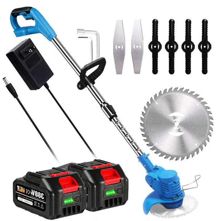 Compact cordless grass trimmer, excellent for small gardens and intricate landscaping projects.