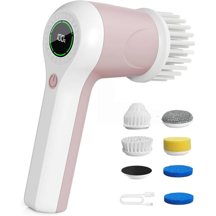 Powerful cordless electric scrubber, ideal for deep cleaning bathroom grout, tiles & showers. Easy household cleaner.
