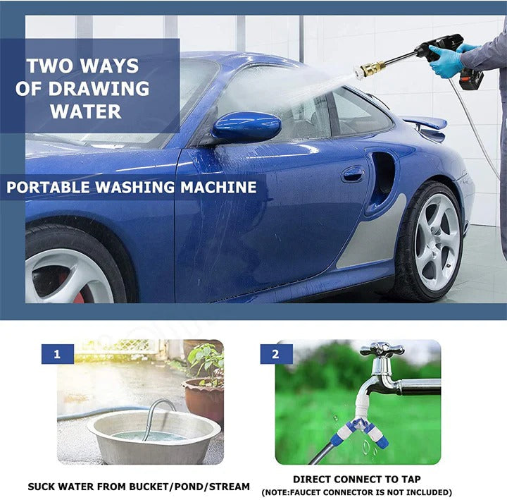 High pressure cordless cleaner for driveways, patios, and vehicles; includes two batteries.