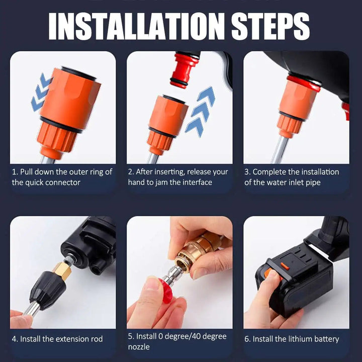 Garden tool: cordless high pressure washer with 2 batteries for versatile outdoor cleaning projects.