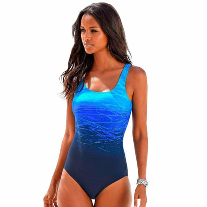 Costume da bagno intero donna con scollatura rotonda e spallacci larghi, colore rosso, stile classico, per attività acquatich