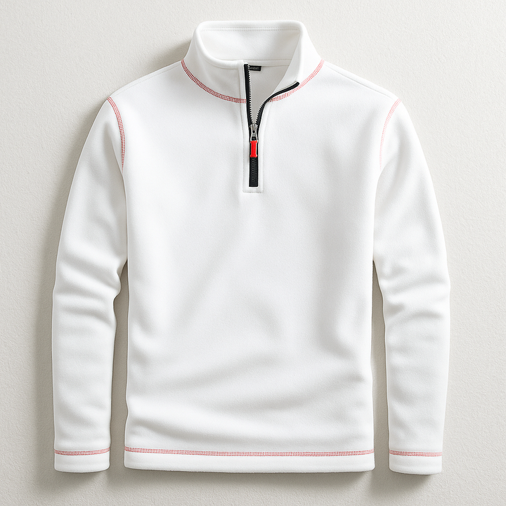 Comfortable men's quarter-zip pullover with long sleeves. Perfect for fall, winter, and versatile everyday layering.
