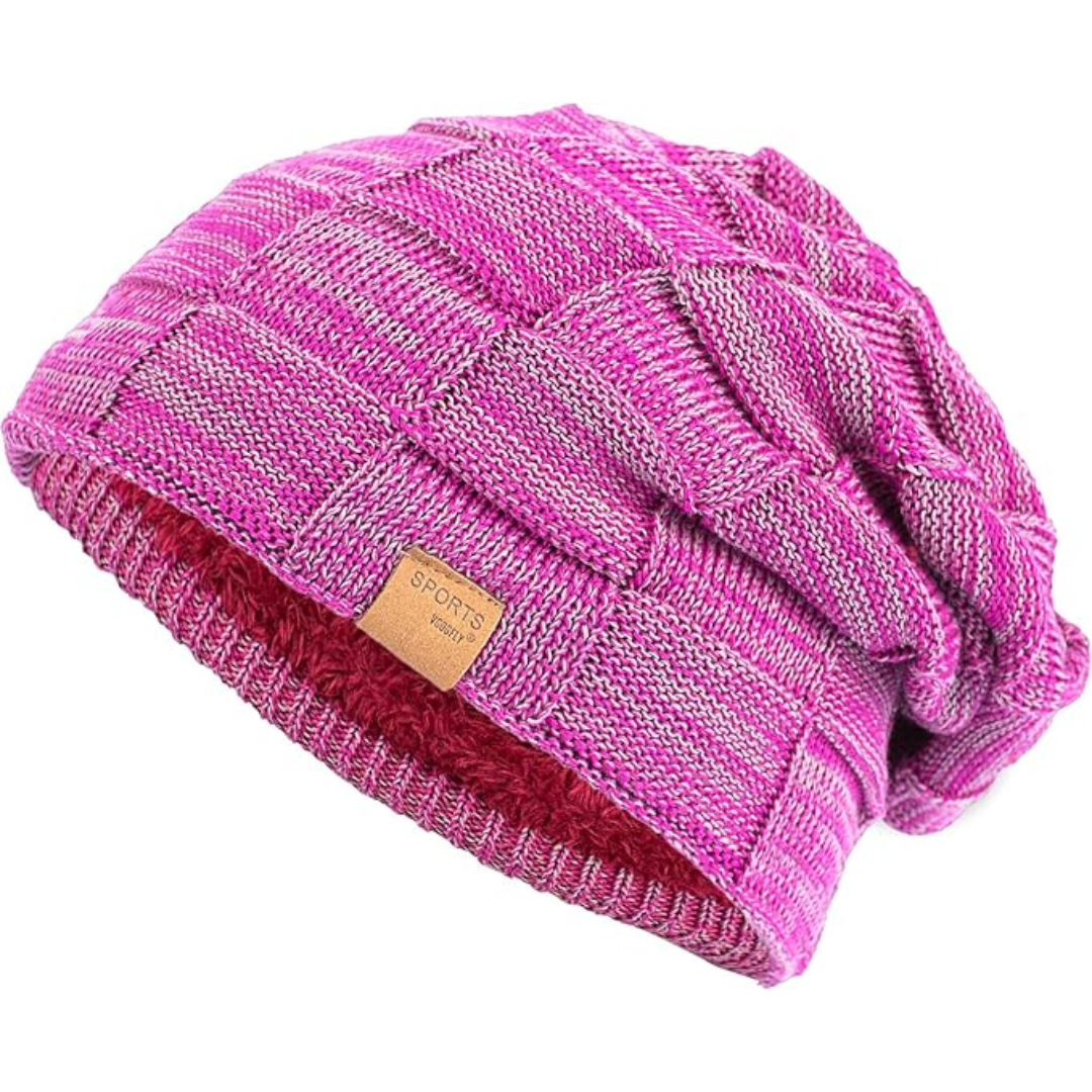 Everyday style slouchy beanie. Warm, cozy, knit winter hat for men & women. Perfect for cold weather.