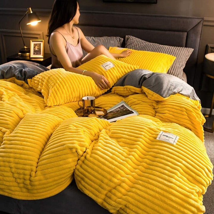 Ultra-soft microfiber fleece winter duvet for superior warmth & comfort. Ideal for cold nights.