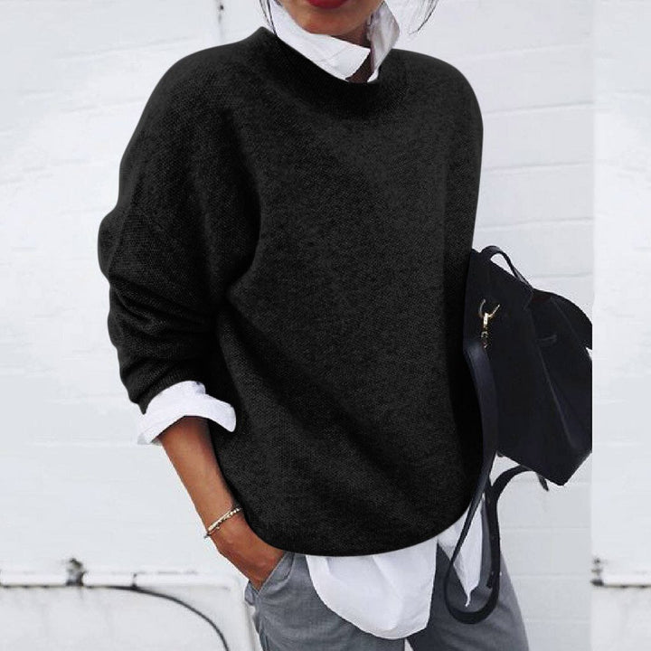 Comfortable women's cozy pullover sweater, a stylish long sleeve option for winter fashion.