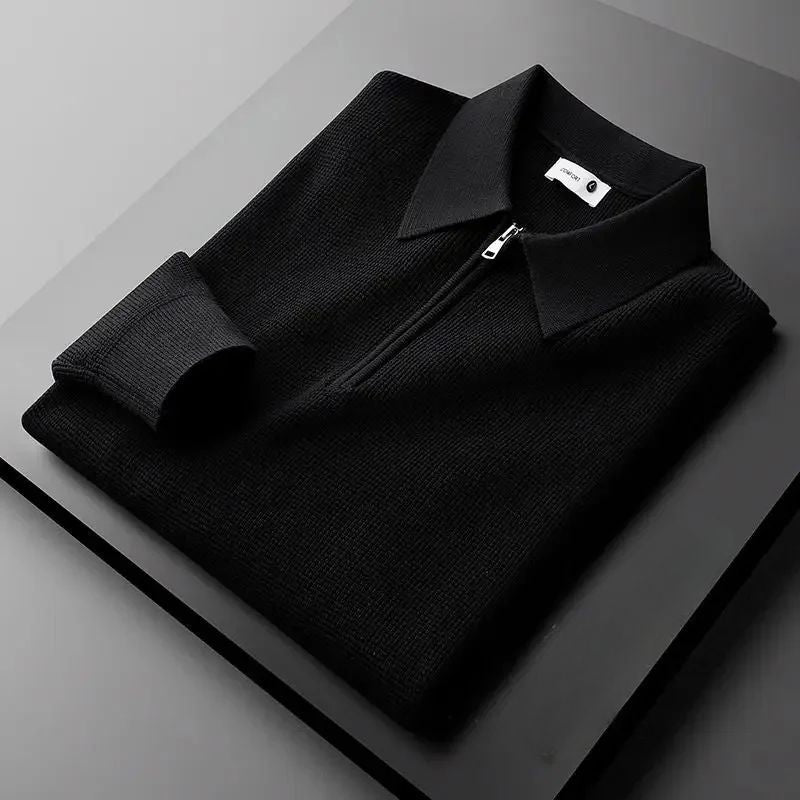 Comfortable women's zip-collar pullover, a warm layering piece for cozy fall and winter everyday style.