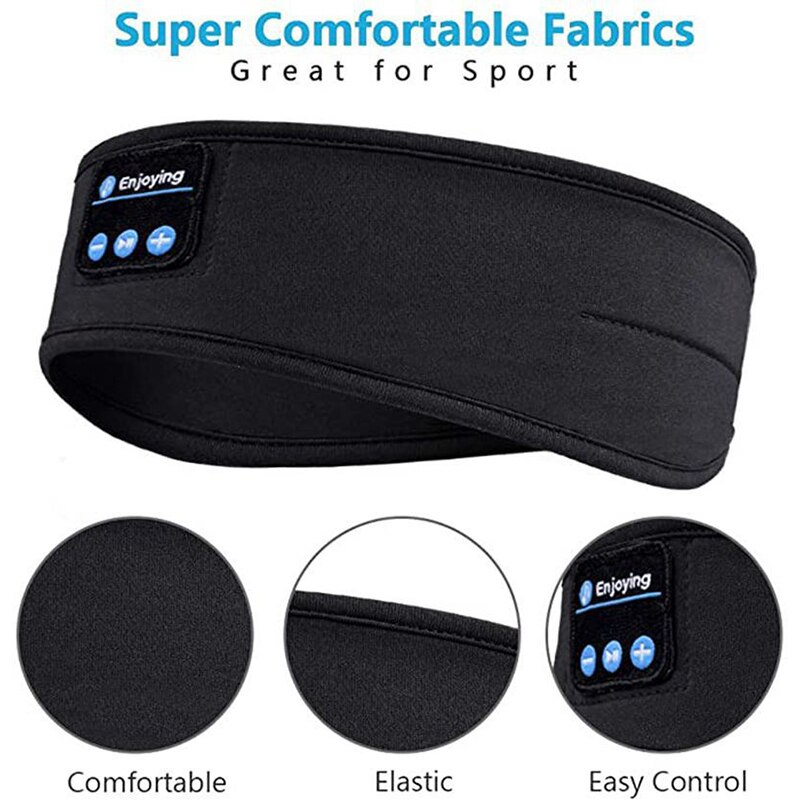 "Cuffia Bluetooth morbida, traspirante, in tessuto elastico, per sonno tranquillo, con cancellazione del rumore e microfono."