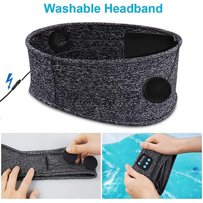 "Cuffia Bluetooth morbida, traspirante, in tessuto elastico, per sonno tranquillo, con cancellazione del rumore e microfono."