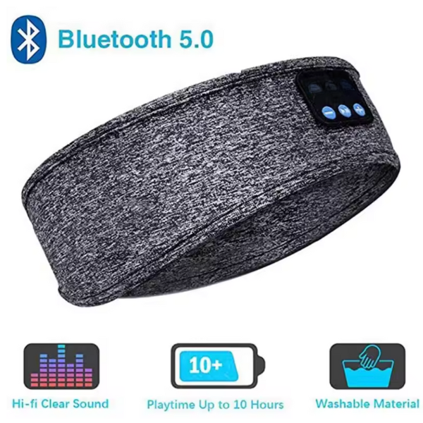 "Cuffia Sleep Wireless Bluetooth, fascia soffice grigia, comfort notturno, elimina rumori, per musica e relax notturno"
