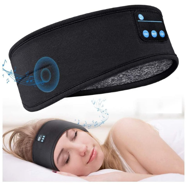 "Cuffia Sleep Wireless Bluetooth, fascia soffice grigia, comfort notturno, elimina rumori, per musica e relax notturno"