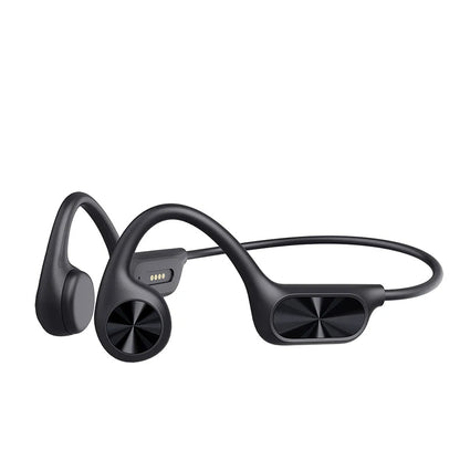 Cuffie a conduzione ossea nere, impermeabili, con Bluetooth 5.4 e MP3 da 32 GB, ideali per nuoto e sport acquatici.