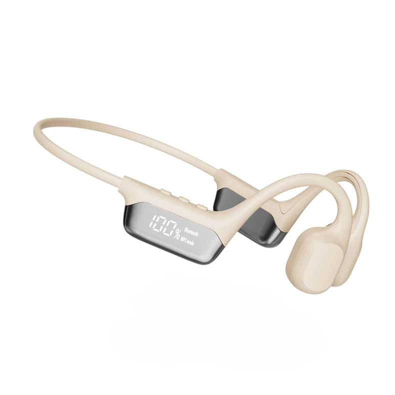 Cuffie a conduzione ossea nere, impermeabili, con Bluetooth 5.4 e MP3 da 32 GB, ideali per nuoto e sport acquatici.