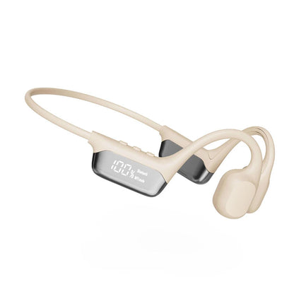 Cuffie a conduzione ossea nere, impermeabili, con Bluetooth 5.4 e MP3 da 32 GB, ideali per nuoto e sport acquatici.