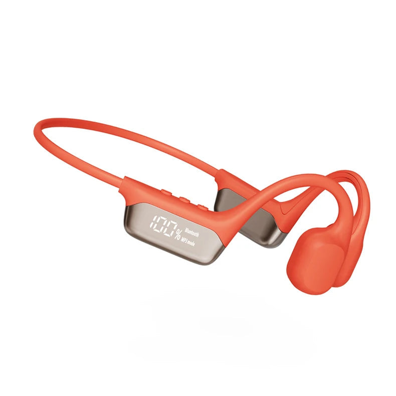 Cuffie a conduzione ossea nere, impermeabili, con Bluetooth 5.4 e MP3 da 32 GB, ideali per nuoto e sport acquatici.