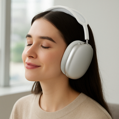 "Cuffie over-ear wireless nere, cuscinetti morbidi, tecnologia di cancellazione rumore per ascolto senza distrazioni."