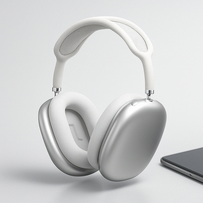 "Cuffie over-ear wireless nere, cuscinetti morbidi, tecnologia di cancellazione rumore per ascolto senza distrazioni."