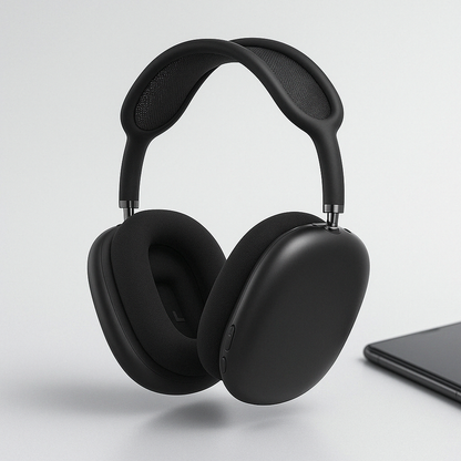 "Cuffie over-ear wireless nere, cuscinetti morbidi, tecnologia di cancellazione rumore per ascolto senza distrazioni."