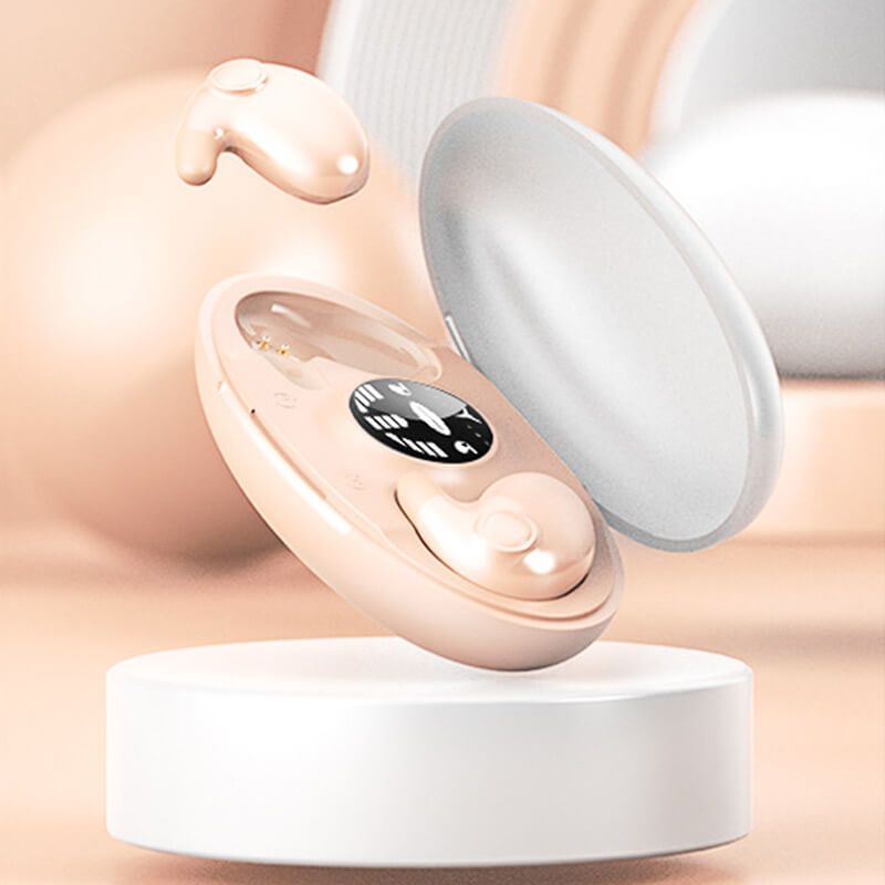 Cuffie wireless invisibili ultraleggere IPX5, nere, per dormire con comfort, cancellazione rumore e durata batteria 24 ore.