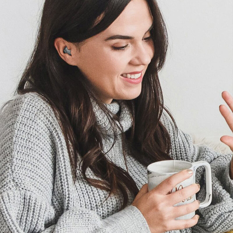Cuffie wireless invisibili ultraleggere IPX5, nere, per dormire con comfort, cancellazione rumore e durata batteria 24 ore.