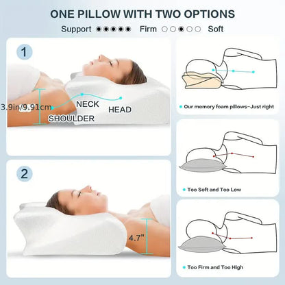 "Cuscino ergonomico in memory foam a farfalla con braccioli, ideale per supporto e comfort laterale durante il sonno."