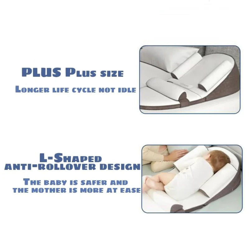 "Cuscino laterale antiriflusso neonato, bianco, con inclinazione per favorire il sonno sicuro e ridurre il reflusso."