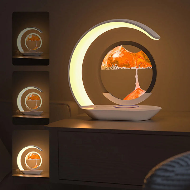 Custom Photo LED Night Light with USB charging, personalized acrylic lamp & wooden base. Unique home decor gift.