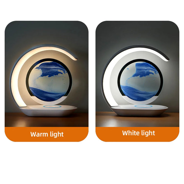 Acrylic custom photo LED night light with sturdy wooden base. USB charging offers convenient, personalized illumination.