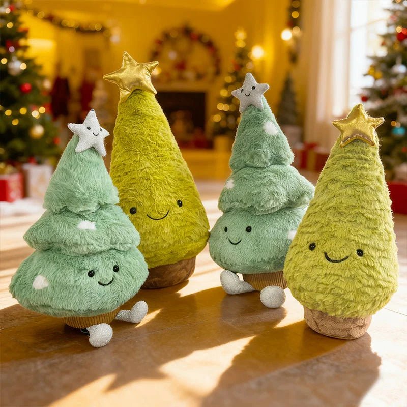Plush Christmas tree decoration, ideal for a cozy & festive holiday season centerpiece.