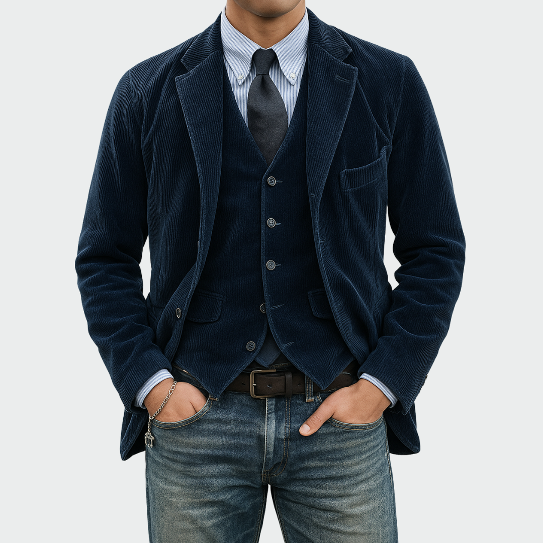 Dapper men's 2-piece blazer and vest set. Perfect for formal wear, business casual, and sharp style.