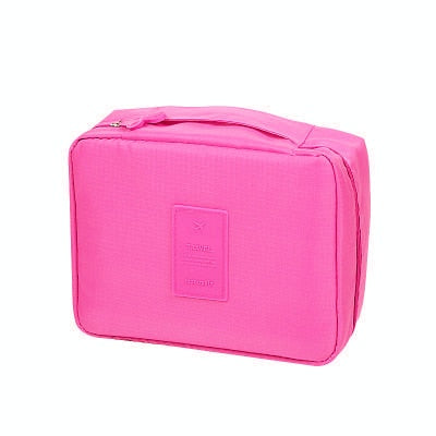 Compact dark blue floral waterproof cosmetic case set, perfect for travel or everyday beauty storage.