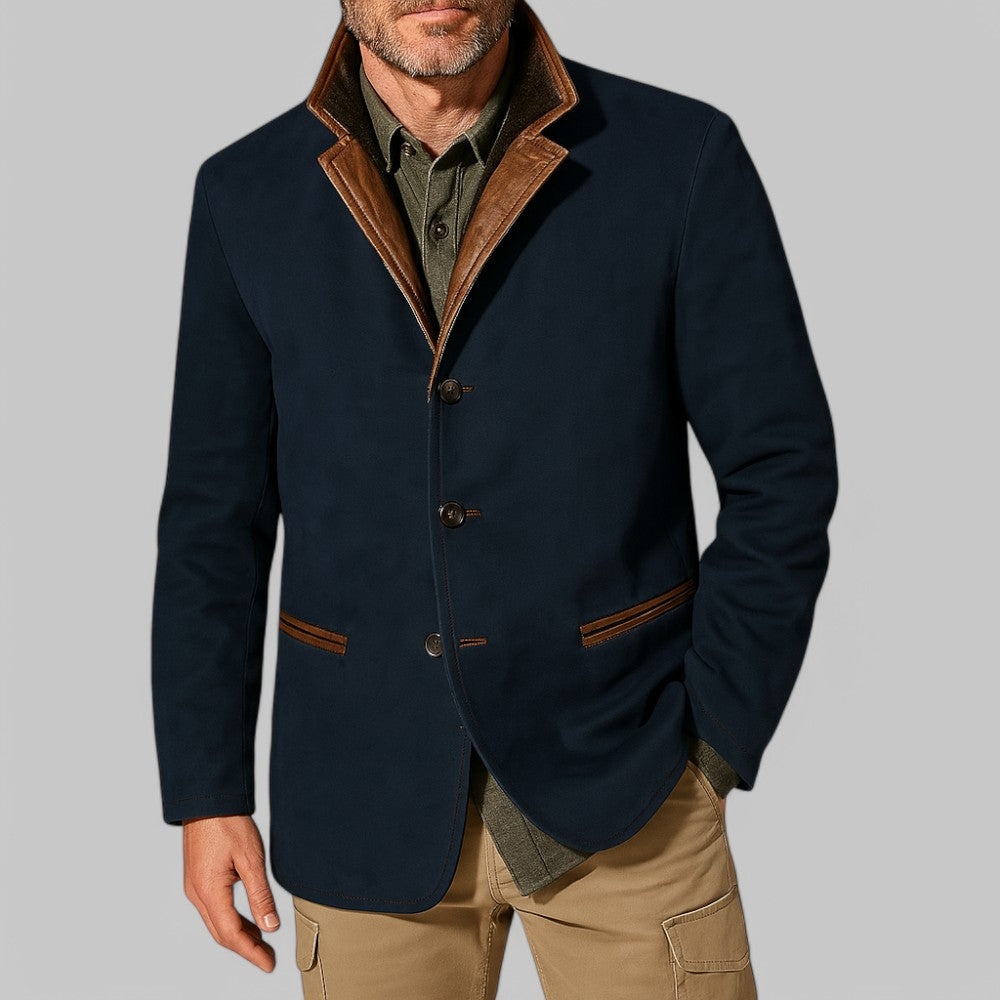 Brown men's vintage style jacket. A classic piece of autumn outerwear for stylish fall fashion.