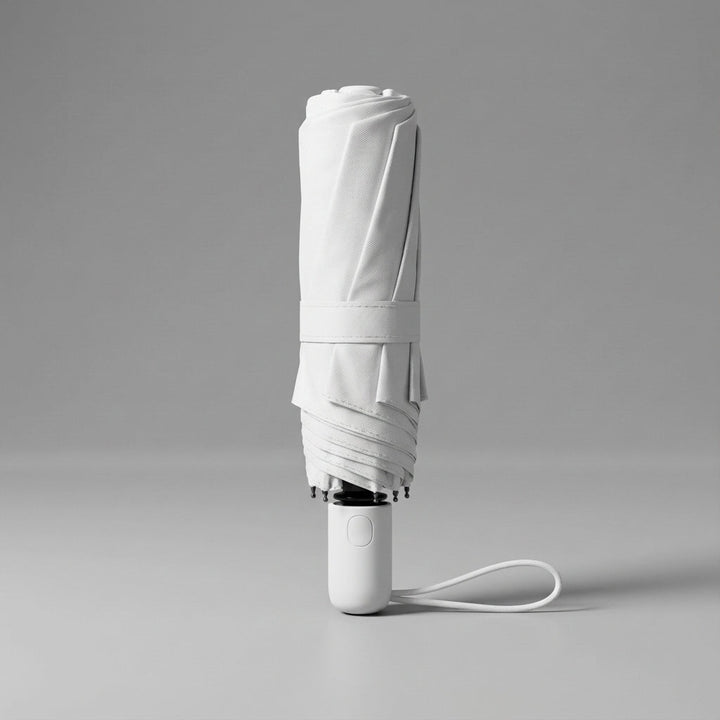 Convenient dark green portable travel umbrella. Lightweight design offers UV & weather protection.