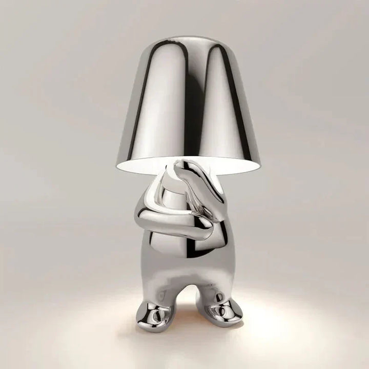 Portable LED table lamp, dimmable and rechargeable, versatile for any room.