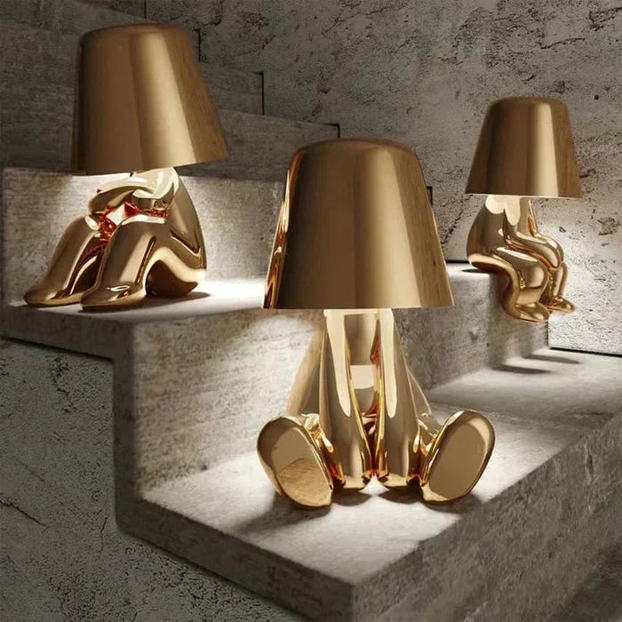 Unique LED table lamp, dimmable and portable, excellent for diverse home decor.
