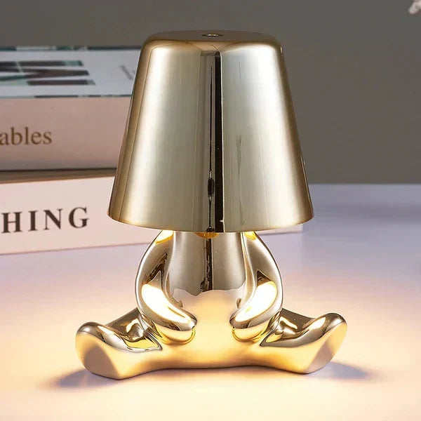 Modern LED table lamp, unique design, adds stylish home decor and ambient light.