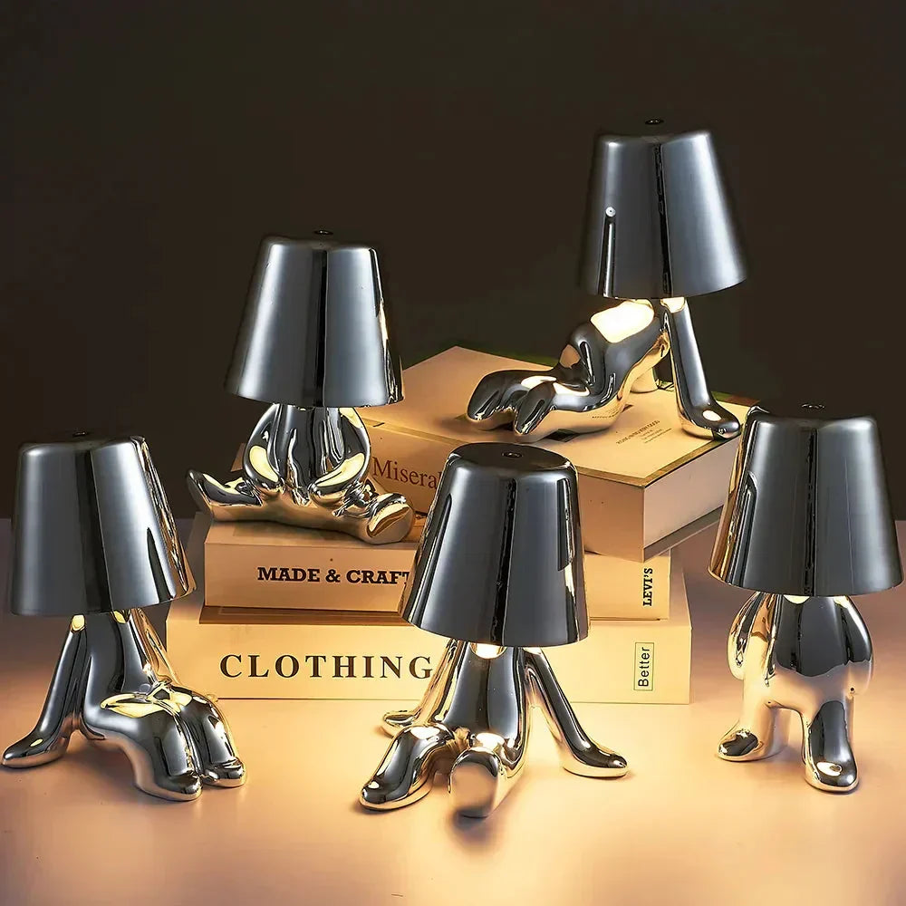 Rechargeable LED table lamp with a unique modern design for versatile home lighting.