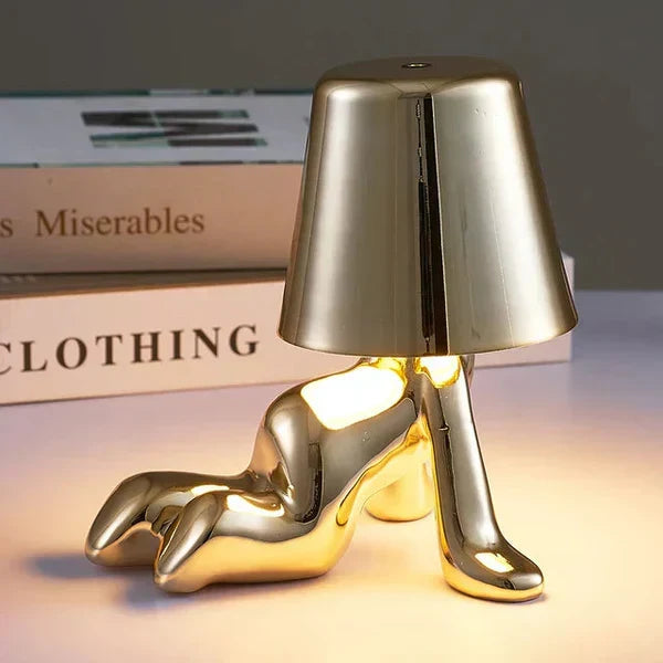 Ambient LED table lamp, cordless and dimmable, ideal for modern home decor.