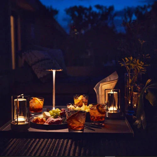 Versatile dimmable LED table lamp. Rechargeable, wireless design for flexible home lighting solutions.