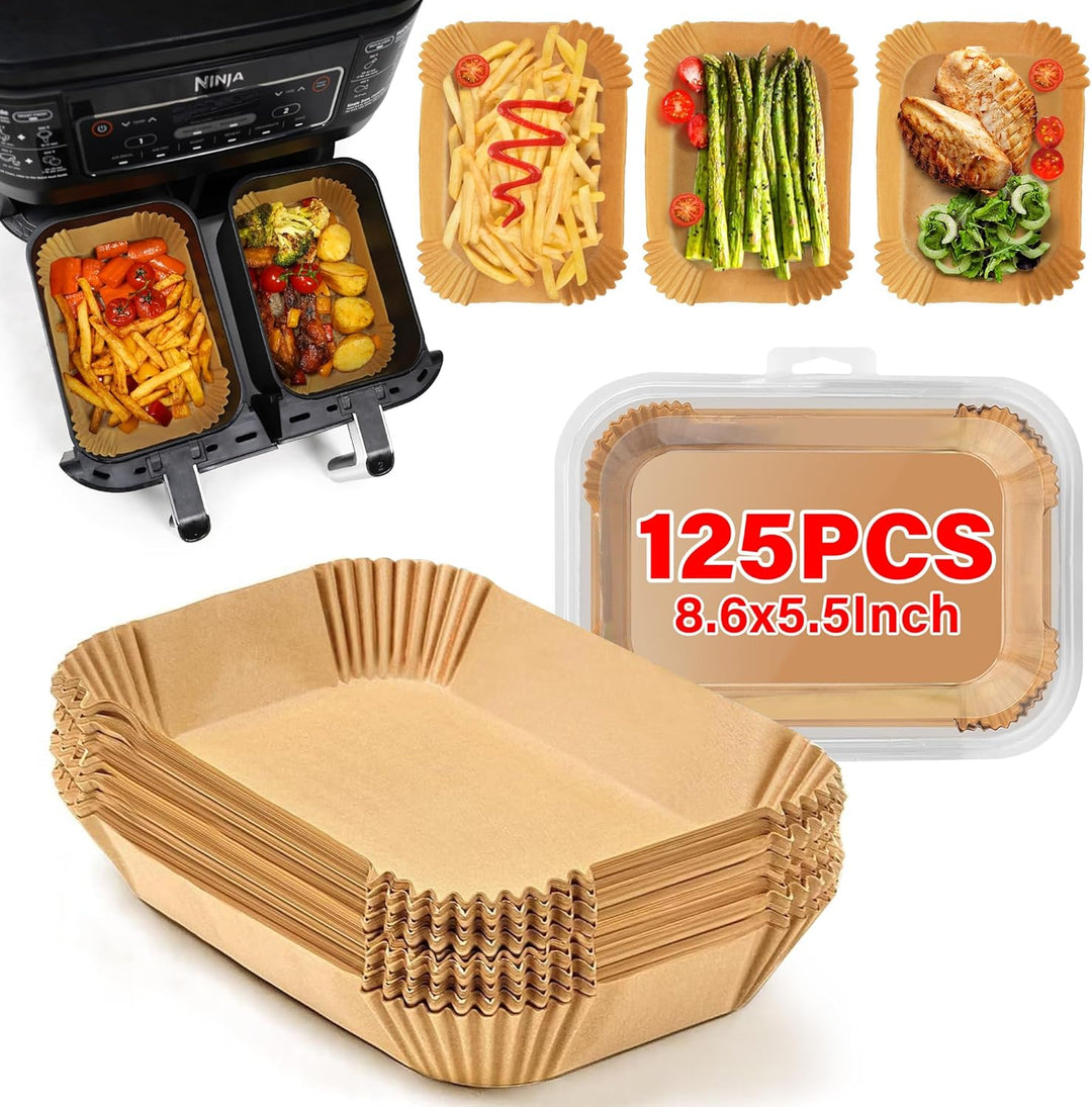 Convenient disposable air fryer cooking liners, designed for effortless food release & easy cleanup.