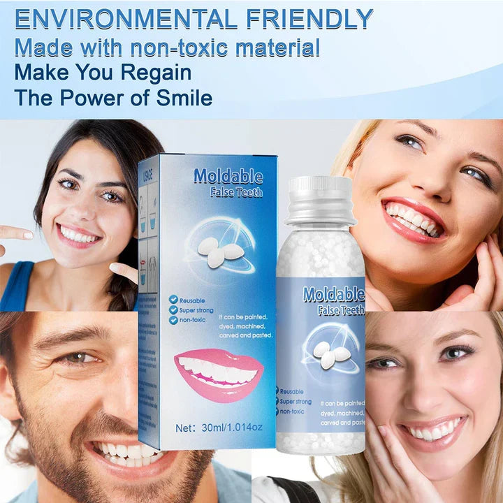 Emergency dental repair kit: easy-to-mold temporary false teeth for quick tooth replacement & gap filling.