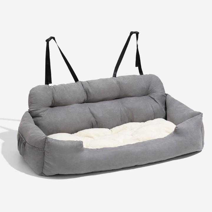 Secure PawsRest dog car seat bed for back seat travel, ensuring pet safety & comfort. Ideal for medium/large dogs.