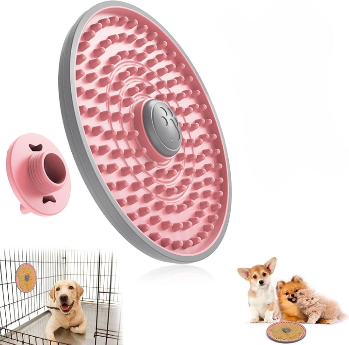 Blue silicone dog lick mat, a slow feeder bowl reducing pet anxiety & boredom for all dogs.