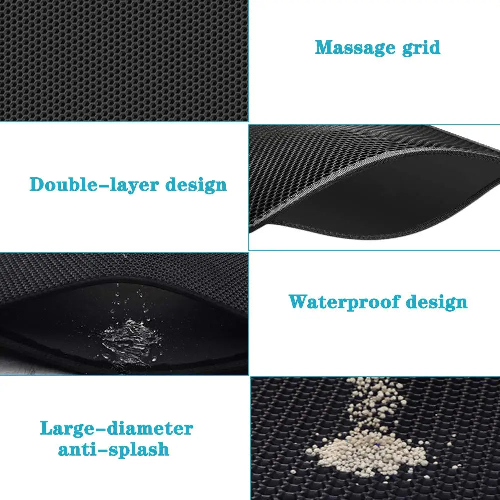 Waterproof double layer EVA cat litter mat, an effective litter catcher for clean floors.